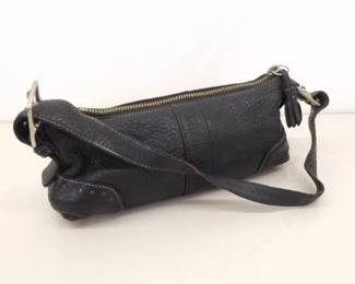 Vintage COACH Black Leather Hamptons Demi Baguette Shoulder Bag