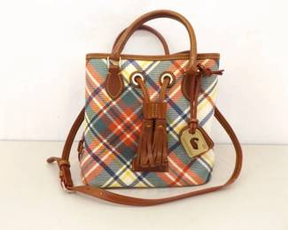 Dooney & Bourke Plaid Bucket Drawstring Bag
