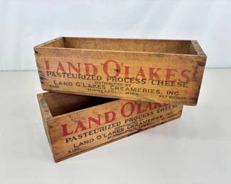 2 Antique Wood Land O Lakes Cheese Boxes