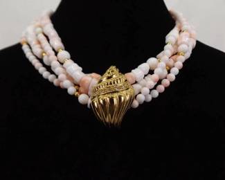 New Old Stock Vintage Kenneth J Lane (KJL) Shell Lucite Necklace in Original Box