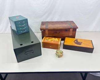 Lot of Decorative Wood and Metal Boxes