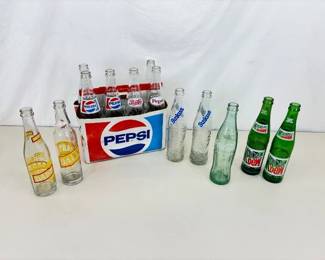 Lot of Vintage Glass Recyclable Pepsi, Dads, Mountain Dew, etc. Soda Pop Bottles