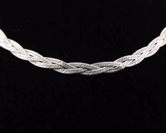 .925 Sterling Silver Double Strand Etched Necklace