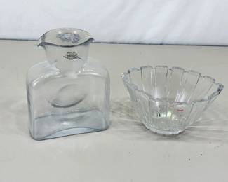 Vintage Blenko Water Bottle and Waterford Marquise Bowl