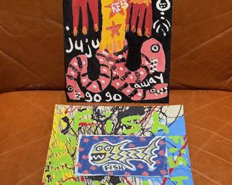 Reb Roberts Original Folk Art Collection - Voodoo Chicken, Fish & Caveman - 3 Pieces