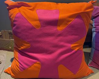 Handmade Prototype Oversized Accent Pillow - Orange & Fuchsia - Insert Included (1 of 3)