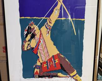 Framed Shooting for the Star Signed Native American Archery Art Print