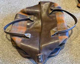 Murphy Woods Handmade Leather & Harris Tweed Plaid Travel Duffel Bag - Never Used (2 of 3)