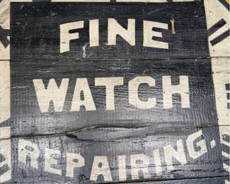 Large Hand-Painted Wooden Advertising Sign - Fobs Watches, Clocks & Corner Drug Store - photo 5