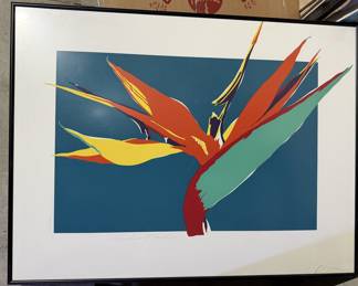 Large Signed Paradise Found Bird of Paradise Floral Art Print - Framed Contemporary Artwork