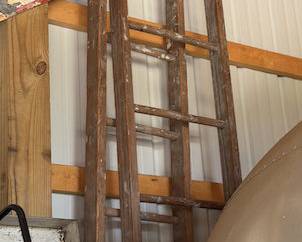 Vintage 32-Foot Wooden Extension Ladder - Rustic Farmhouse & Industrial Decor