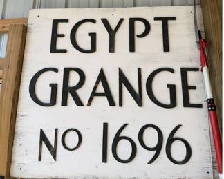 Vintage Egypt Grange No. 1696 Large Wooden Lodge Sign - Raised Black Lettering - photo 2