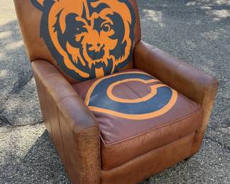 One-of-a-Kind Chicago Bears Hand-Painted Leather Armchair - Custom Upcycled Furniture