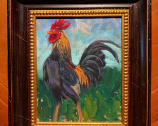 Rick Cooper Original Rooster Oil Painting - Key West Series, Framed with Provenance Note