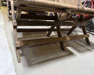 Antique Heywood-Wakefield Wooden Ship Chairs - Nautical Folding Double Seat - Set of 3 Pairs - photo 5