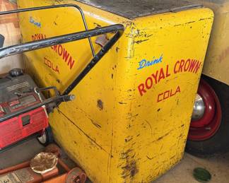 Vintage Royal Crown Cola Yellow Metal Advertising Cooler - RC Cola General Store Collectible - photo 2