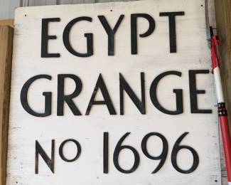 Vintage Egypt Grange No. 1696 Large Wooden Lodge Sign - Raised Black Lettering