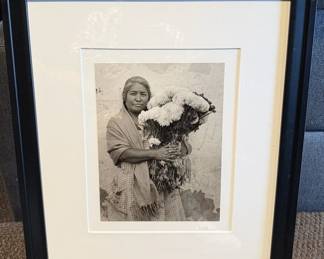 David Lubbers Signed Photograph - Malinalco, Mexico Flower Seller - 1957 - Framed
