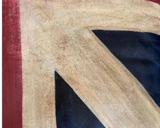 Custom Upcycled Black Leather Armchair & Ottoman - Hand-Painted British Union Jack Design - photo 4