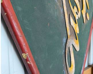 Large Vintage - Station - Print Shop Sign - Diamond-Shaped Metal Advertising w/ Raised Letterin - photo 4