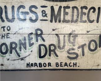 Large Hand-Painted Wooden Advertising Sign - Fobs Watches, Clocks & Corner Drug Store - photo 4