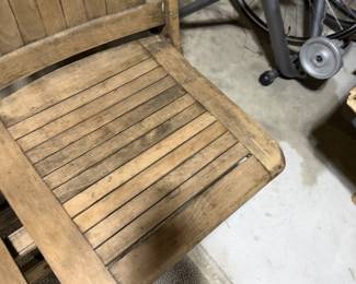 Antique Heywood-Wakefield Wooden Ship Chairs - Nautical Folding Double Seat - Set of 3 Pairs - photo 3