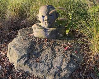 Expressive Child Portrait Garden Bust Sculpture - Outdoor Figural Art