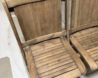 Antique Heywood-Wakefield Wooden Ship Chairs - Nautical Folding Double Seat - Set of 3 Pairs - photo 4