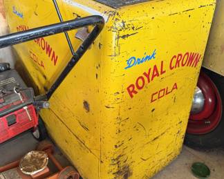 Vintage Royal Crown Cola Yellow Metal Advertising Cooler - RC Cola General Store Collectible