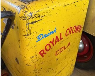 Vintage Royal Crown Cola Yellow Metal Advertising Cooler - RC Cola General Store Collectible - photo 3