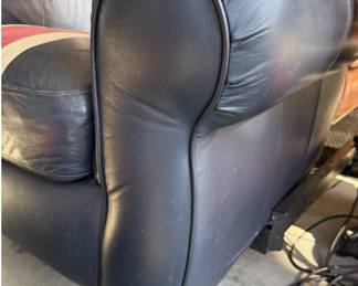 Custom Upcycled Black Leather Armchair & Ottoman - Hand-Painted British Union Jack Design - photo 6