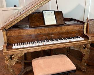John Broadwood & Sons model 7 grand piano manufactured in 1905. One of a kind design case by artist E.L. Lutyens in London, England.