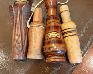AM Bowles duck call dating back to early to mid 20th century with shot gun shell stopper 