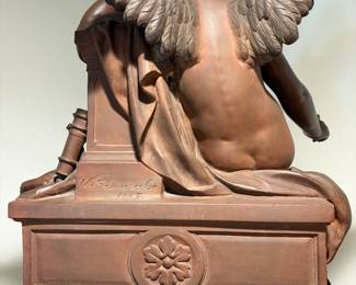 Bronze sculpture “Waffenruhe” meaning Armistice or Ceasefire 1885 by German artist Heinrich Schwabe