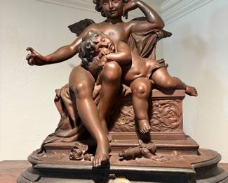 Bronze sculpture “Waffenruhe” meaning Armistice or Ceasefire 1885 by German artist Heinrich Schwabe