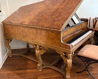 John Broadwood & Sons model 7 grand piano manufactured in 1905. One of a kind design case by artist E.L. Lutyens in London, England.