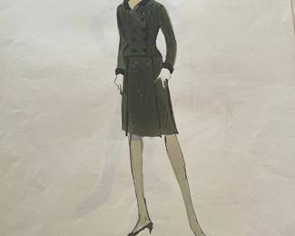 Dark green skirt suit — costume study