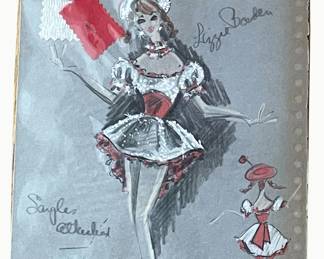New Faces of 1952 — Lizzie Borden, red-and-white costume study