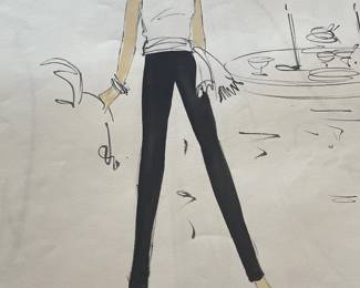 White sleeveless top and black trousers — costume study