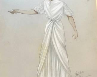 Adele E. Balkan — white pleated Egyptian costume