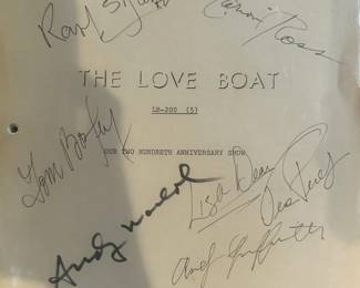 The Love Boat — 200th-episode script signed by Andy Warhol and cast