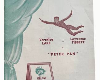 Peter Pan — Great Northern Theatre Chicago Stagebill, Veronica Lake and Lawrence Tibbett