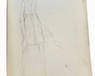 Headscarf and work dress — pencil costume study