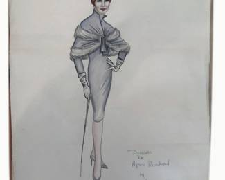 A. Alton — Agnes Moorehead, gray dress and fur wrap