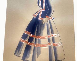 Peru — navy dress and red headwear costume study
