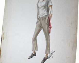 B. Livingston — black hat and red waist cloth costume study