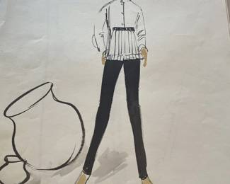 Wide-brim hat, striped blouse and dark trousers — costume study