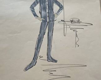 Blue striped trouser suit — costume study