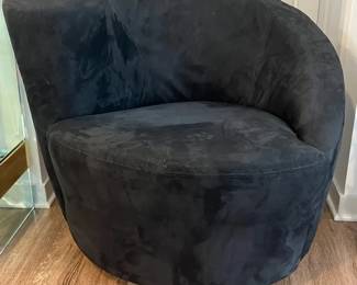 Black Faux Suede Swivel Chair