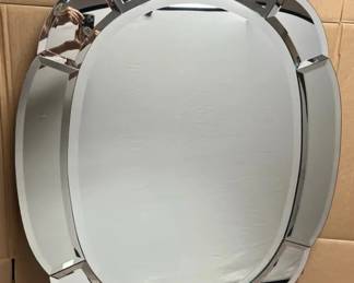 Large Oval Scalloped Beveled Mirror